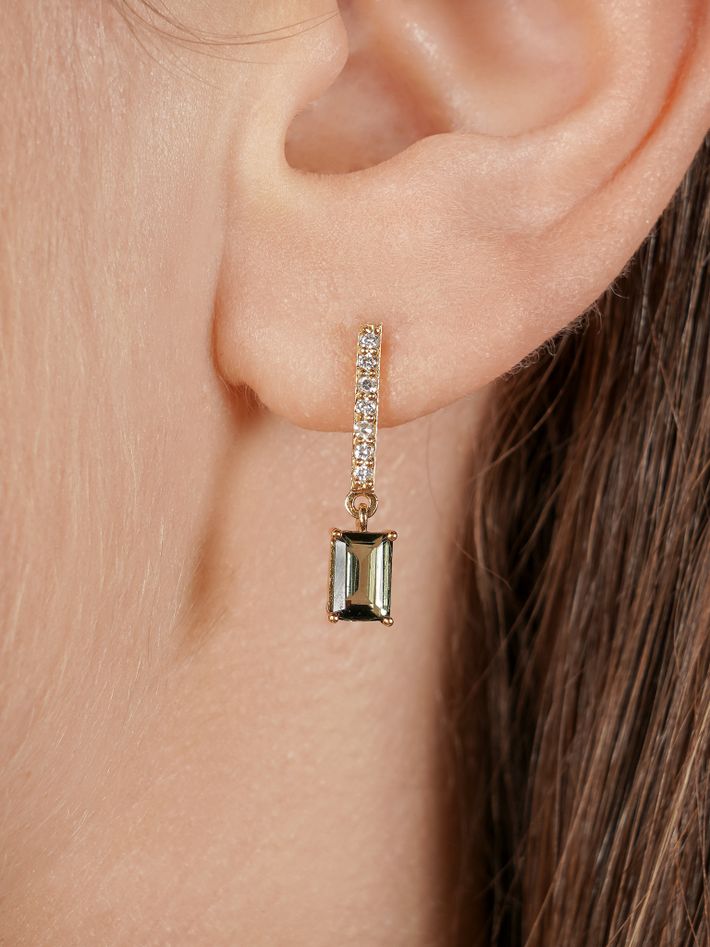 Diamond bar and tourmaline drop earrings