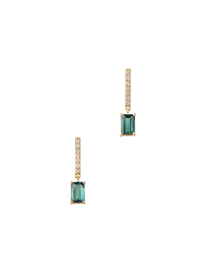 Diamond bar and tourmaline drop earrings