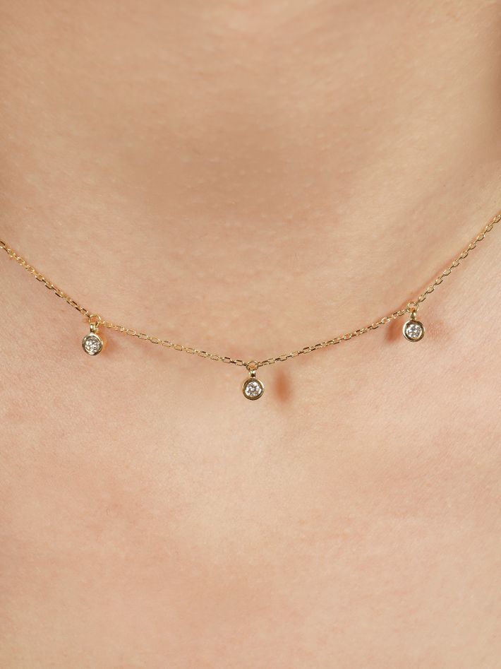 Three bezel diamond shaker necklace