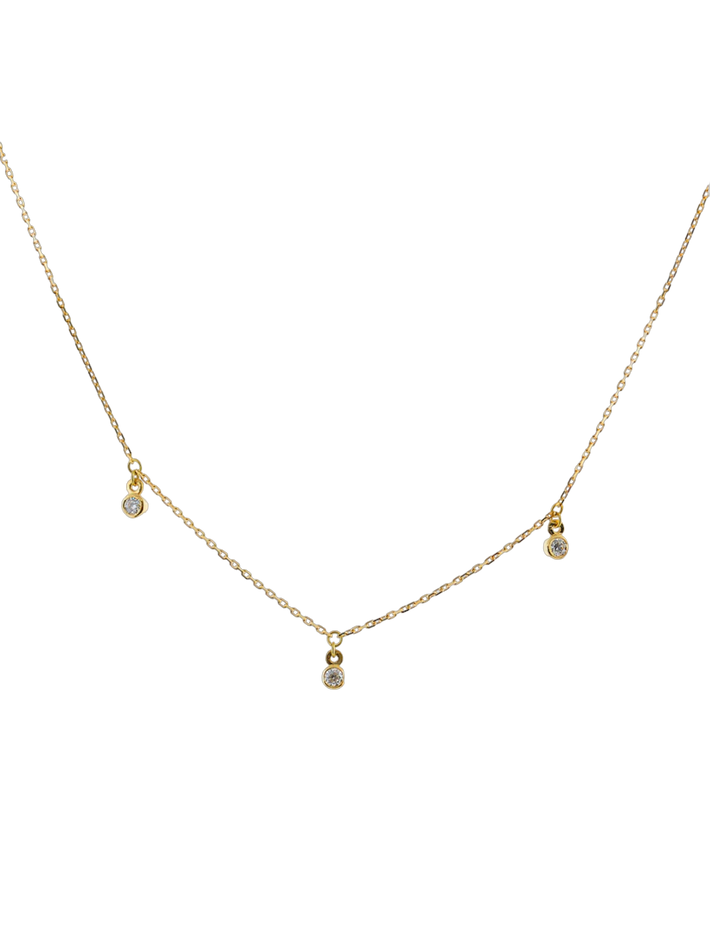 Three bezel diamond shaker necklace