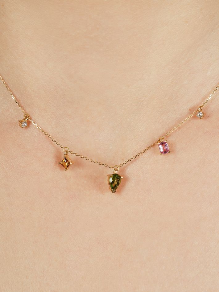 Multi shape gemstone shaker necklace 