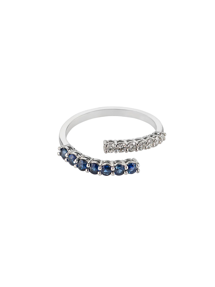 Sapphire and diamonds twist ring