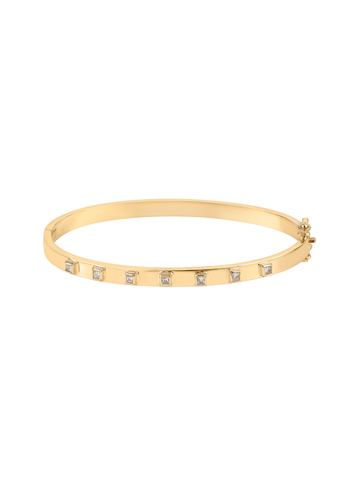 Diamond princess cut bangle 