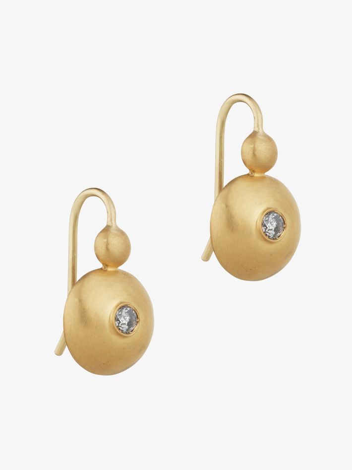 Small diamond bulla hook earrings