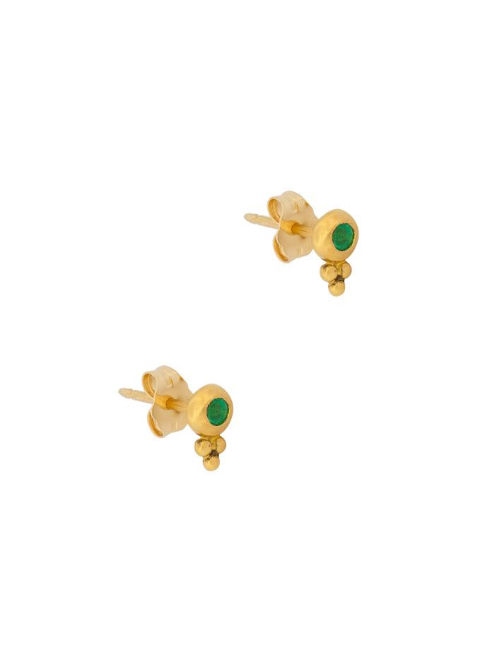 Small emerald lentil shaped bulla earrings