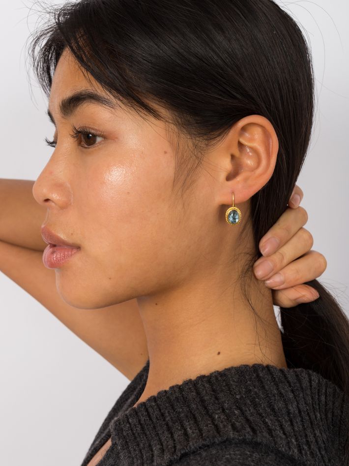 Aquamarine granulated hook earrings