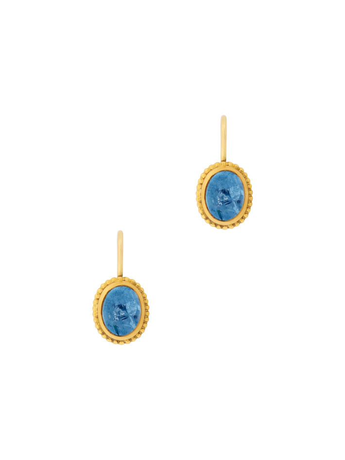 Aquamarine granulated hook earrings