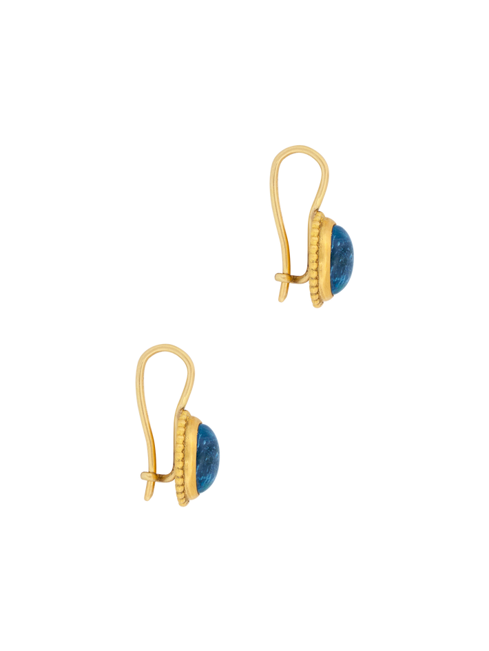 Aquamarine granulated hook earrings