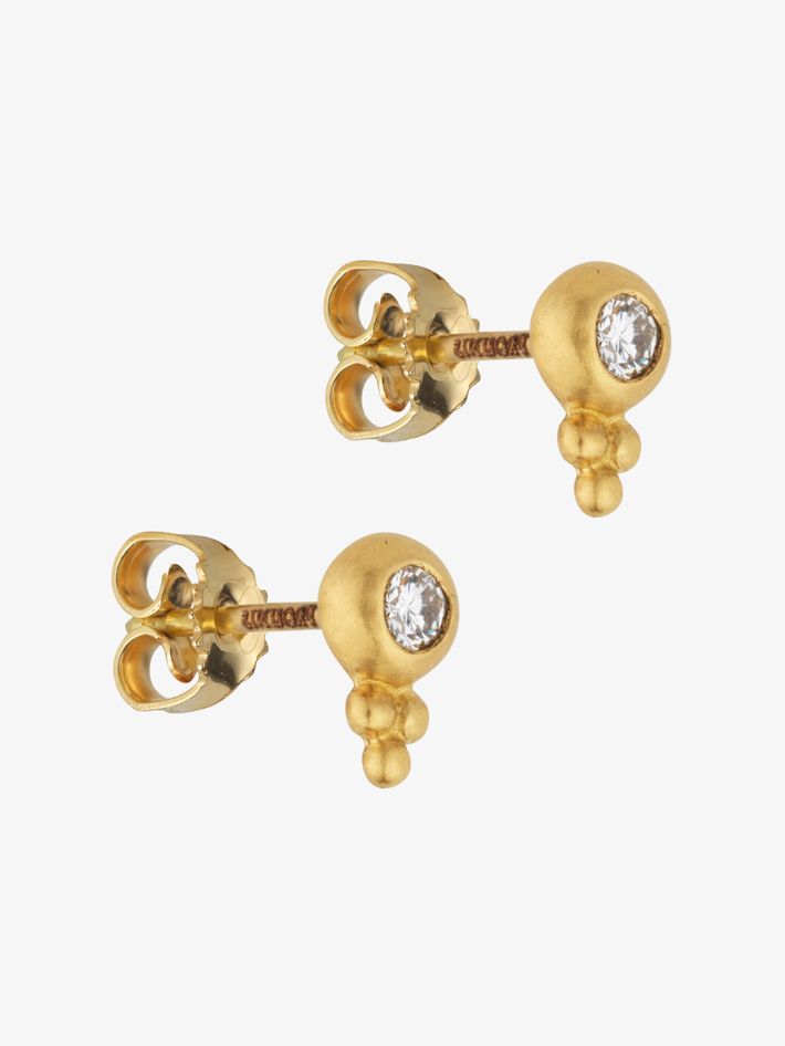Small diamond lentil-shaped bulla earrings