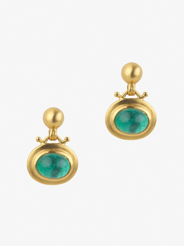 Small emerald bell earrings