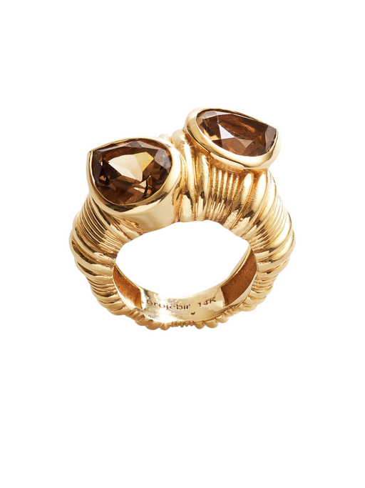 Pear stones chubby vertical textured ring photo