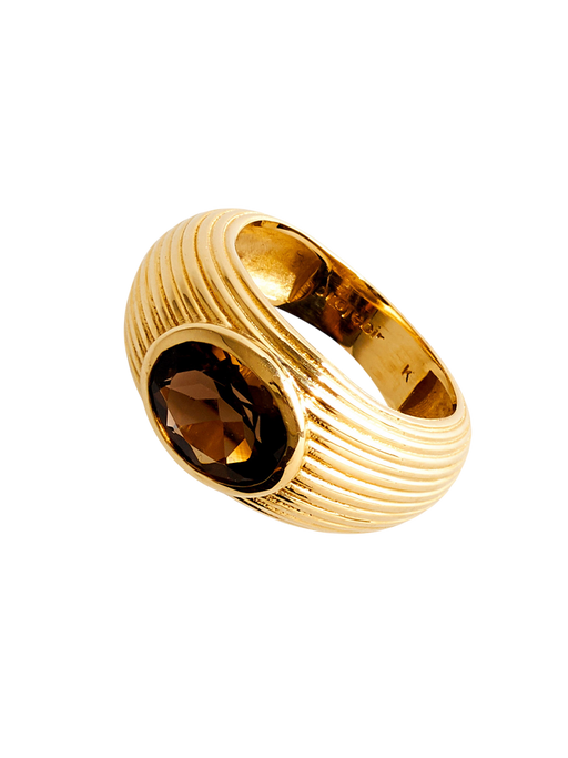 Extra chubby oval smokey topaz ring photo
