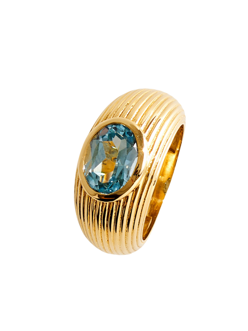 Extra chubby oval blue topaz ring photo