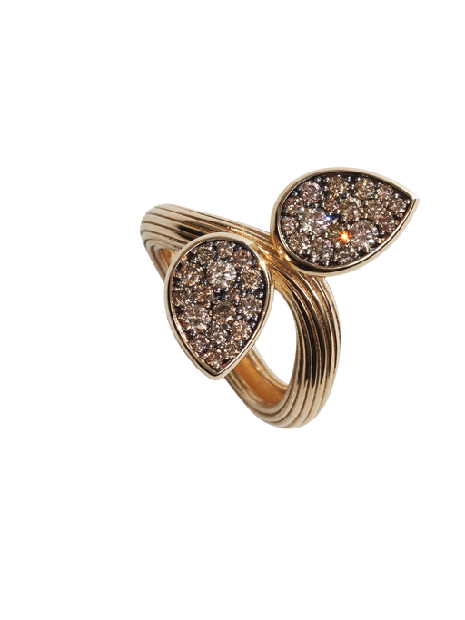 Double pear head cognac diamonds ring photo