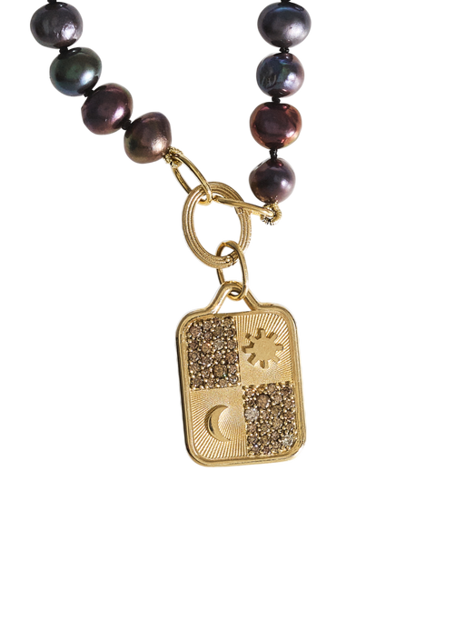 Cognac diamonds sun and moon pendant photo