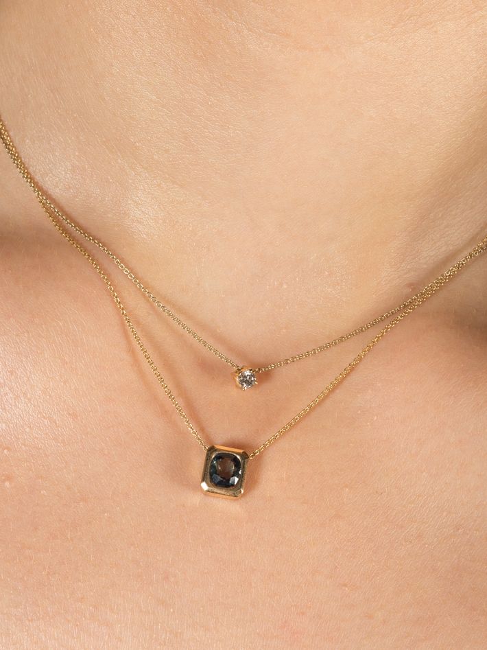 Grey diamond slider necklace