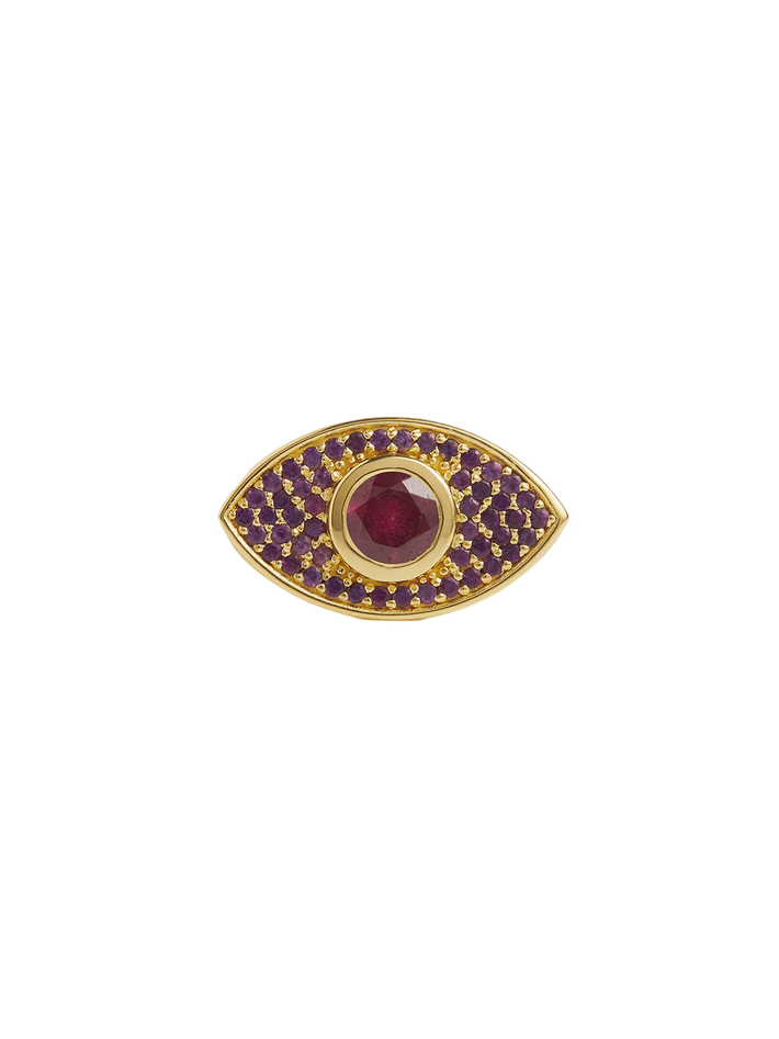 Rays of Light Pink Garnet and Amethyst Eye Ring