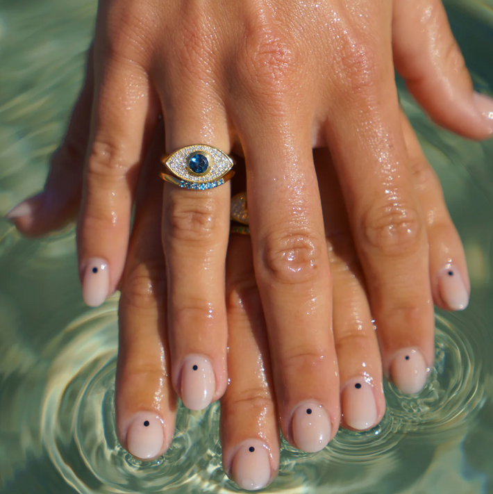 Rays of Light Fine Ring Topaz Solid Gold Ring Set