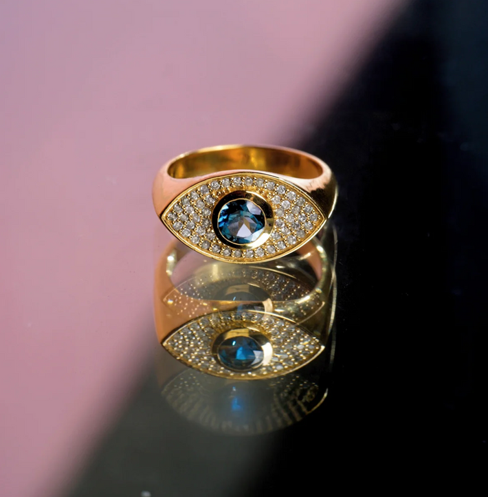 Rays of Light Fine Ring Topaz Solid Gold Ring Set