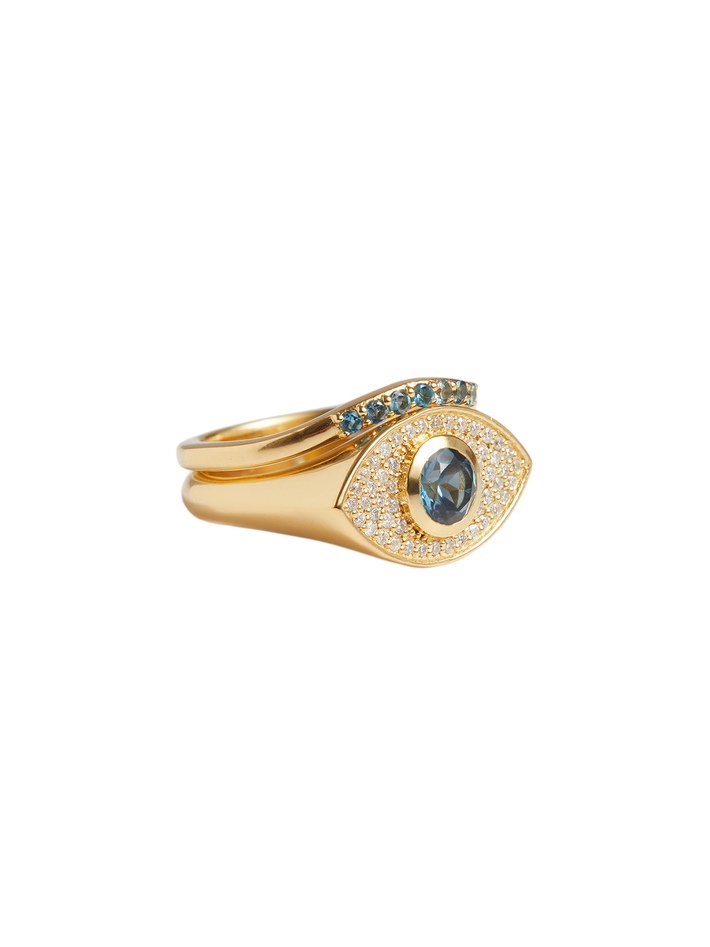 Rays of Light Fine Ring Topaz Solid Gold Ring Set