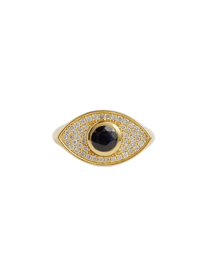 Rays of Light Fine Ring Black Sapphire Solid Gold Ring Set