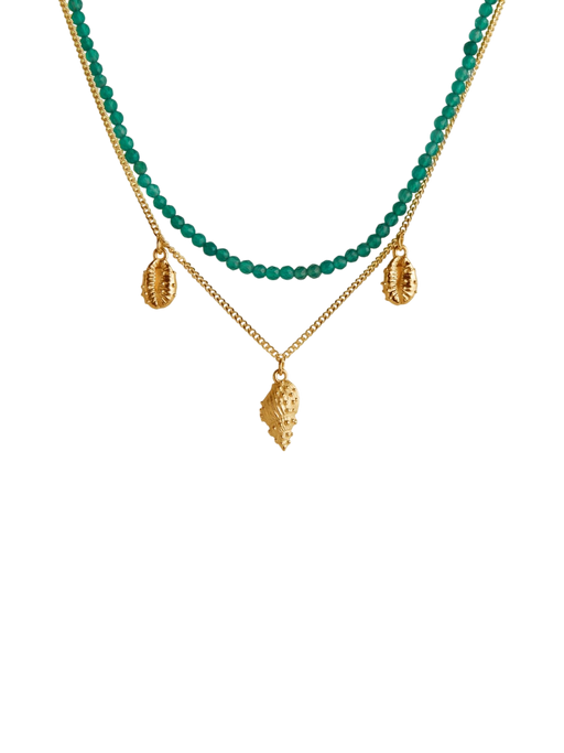 Thalassa green onyx layered necklace gold photo