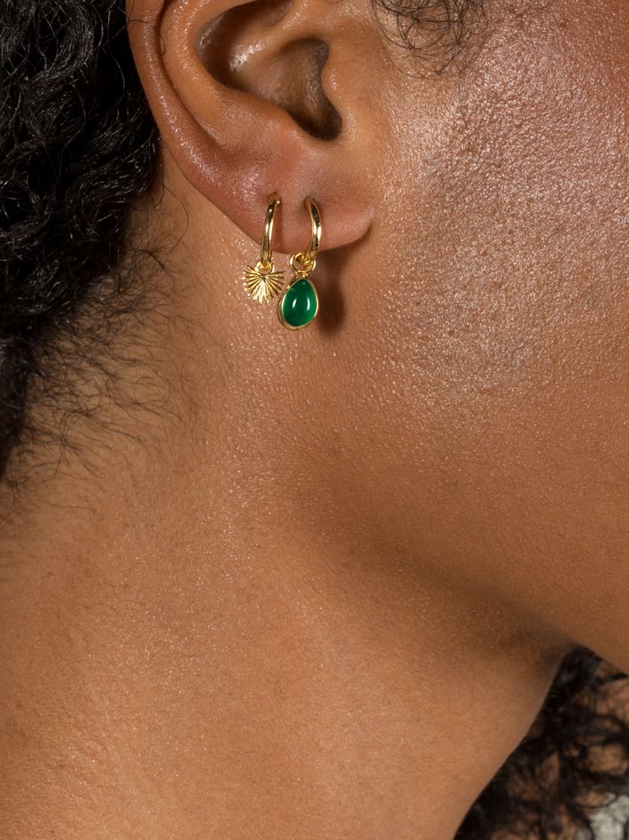 Apollo green onyx gold mini hoop earrings