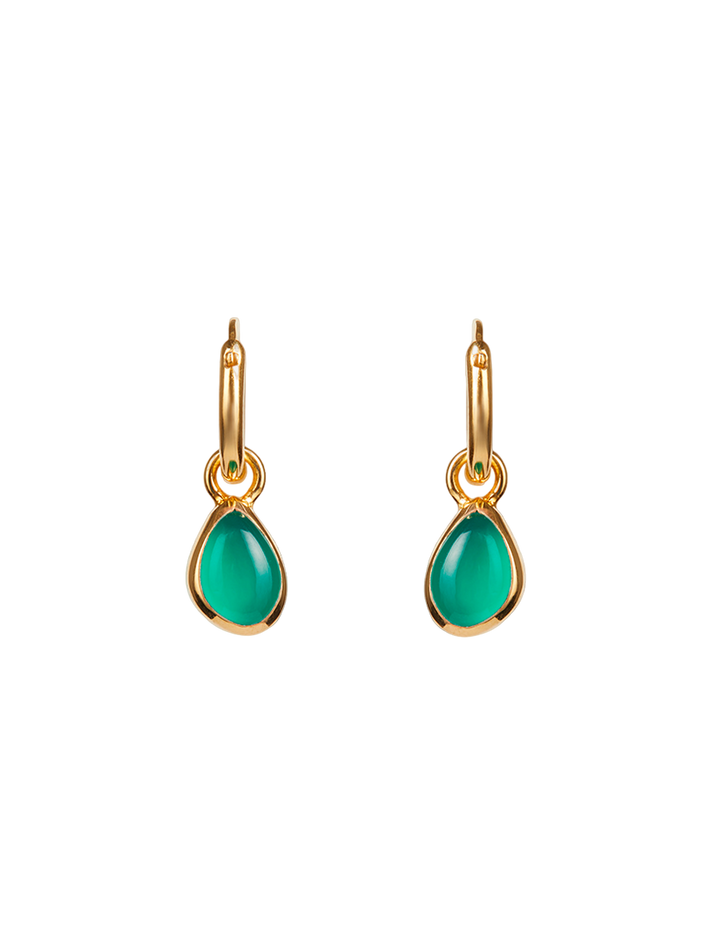 Apollo green onyx gold mini hoop earrings