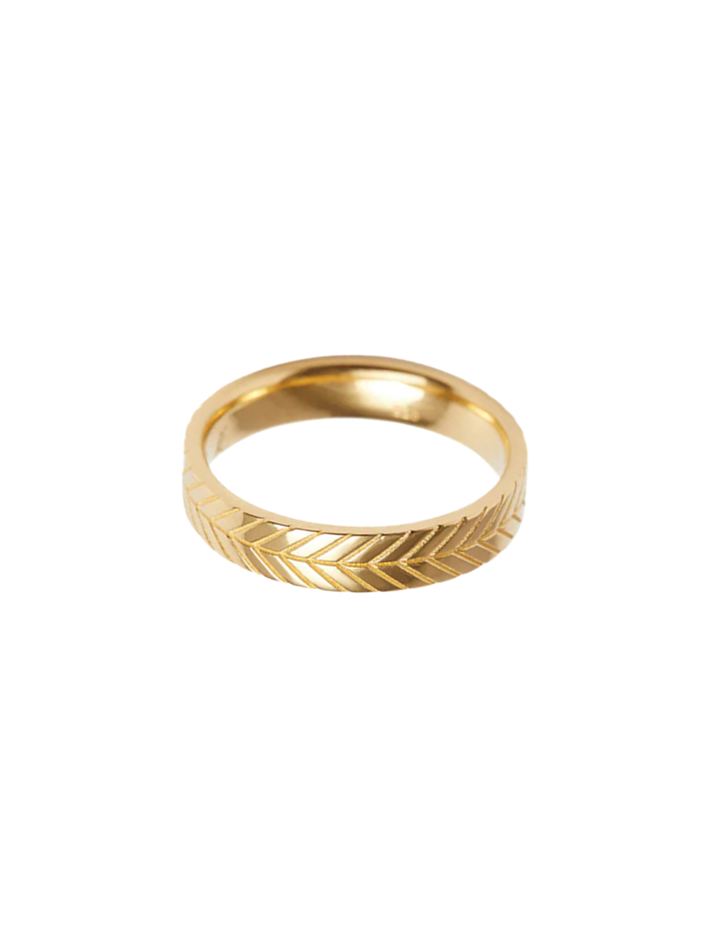 Chevron ring solid gold