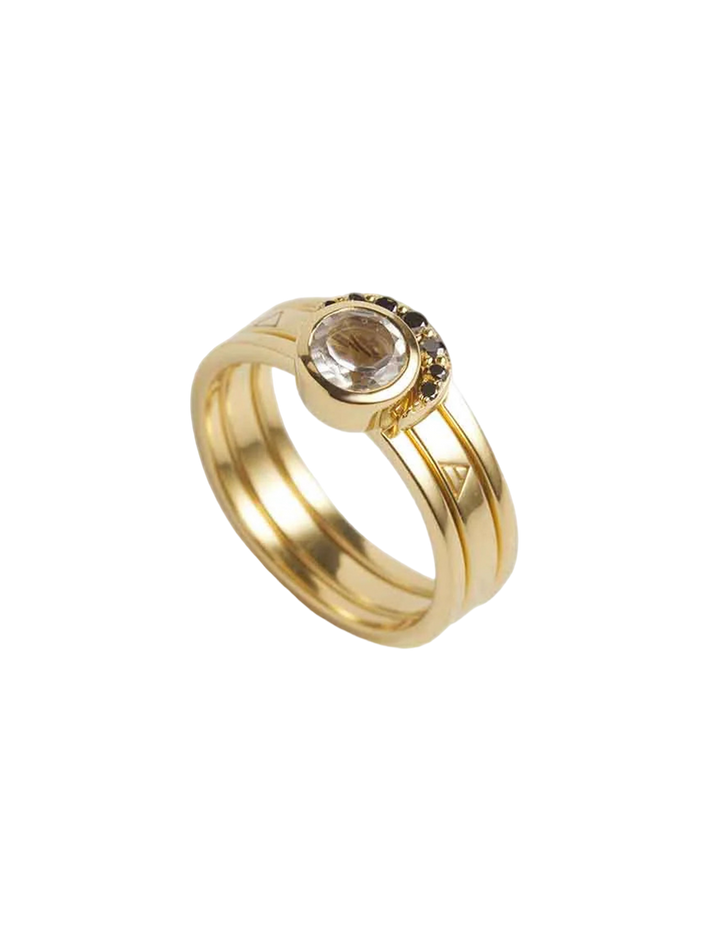 Eclipse Fine Stack Diamond Solid Gold Ring Set