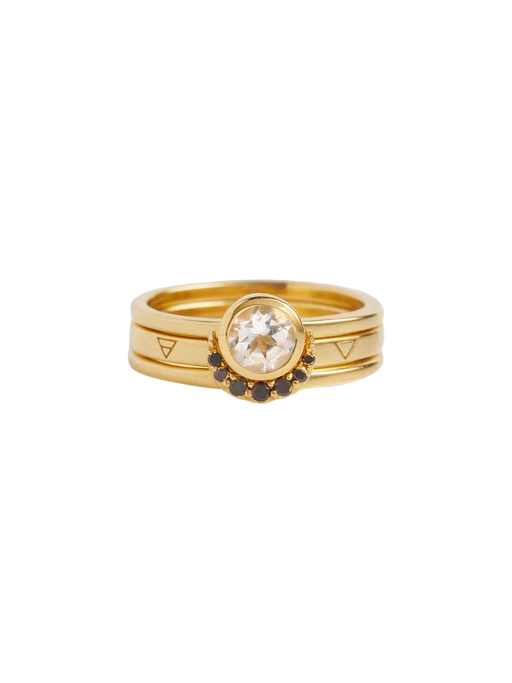 Eclipse Fine Stack Diamond Solid Gold Ring Set photo