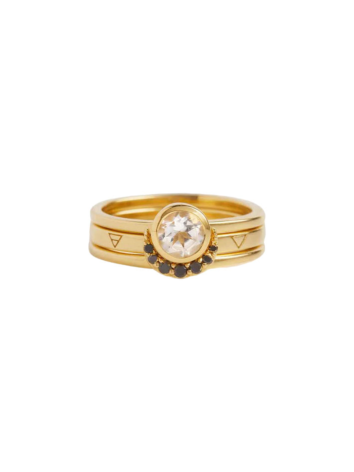 Eclipse Fine Stack Diamond Solid Gold Ring Set