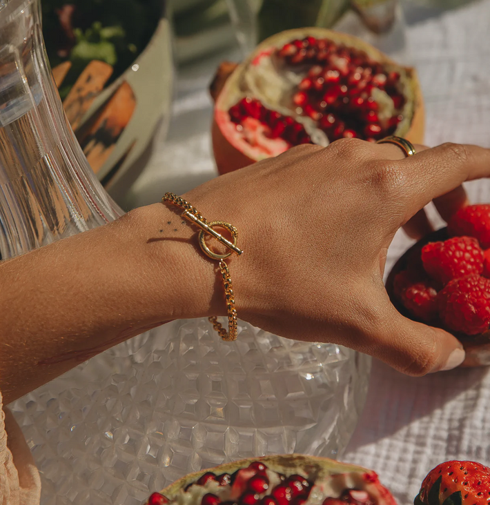 Ouroboros Chain Bracelet In Gold Vermeil