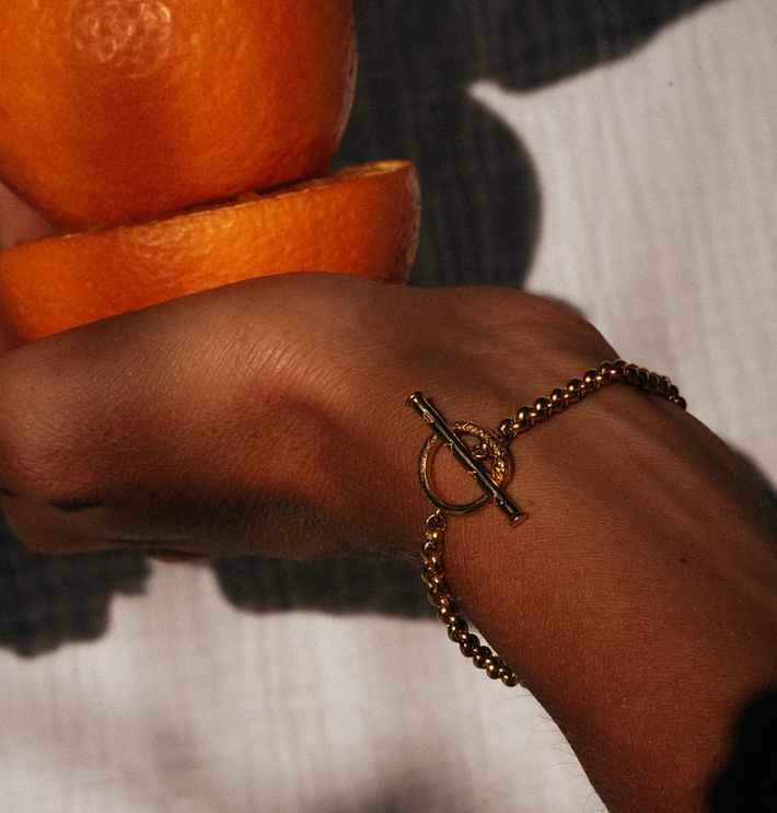 Ouroboros Chain Bracelet In Gold Vermeil