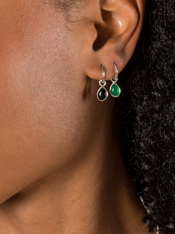 Apollo black onyx silver mini hoop earrings