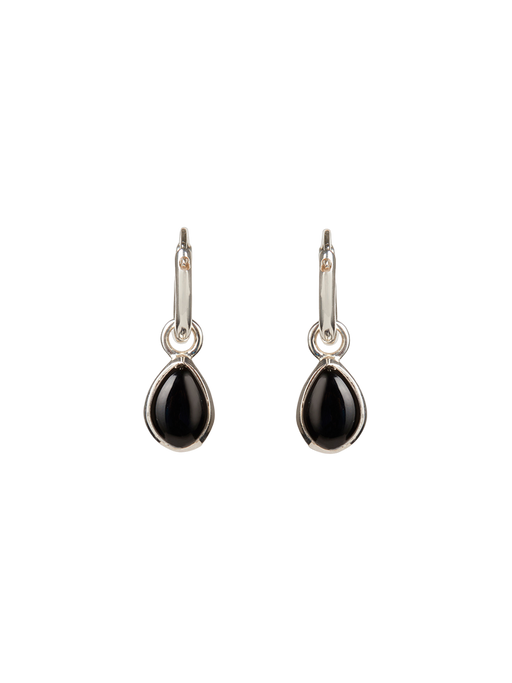 Apollo black onyx silver mini hoop earrings photo