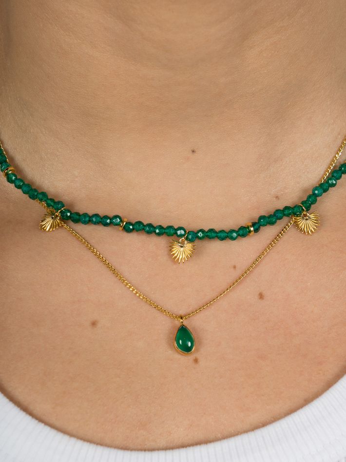 Apollo necklace green onyx gold