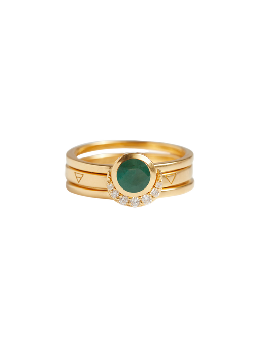 Eclipse Fine Stack Emerald Solid Gold Ring Set photo