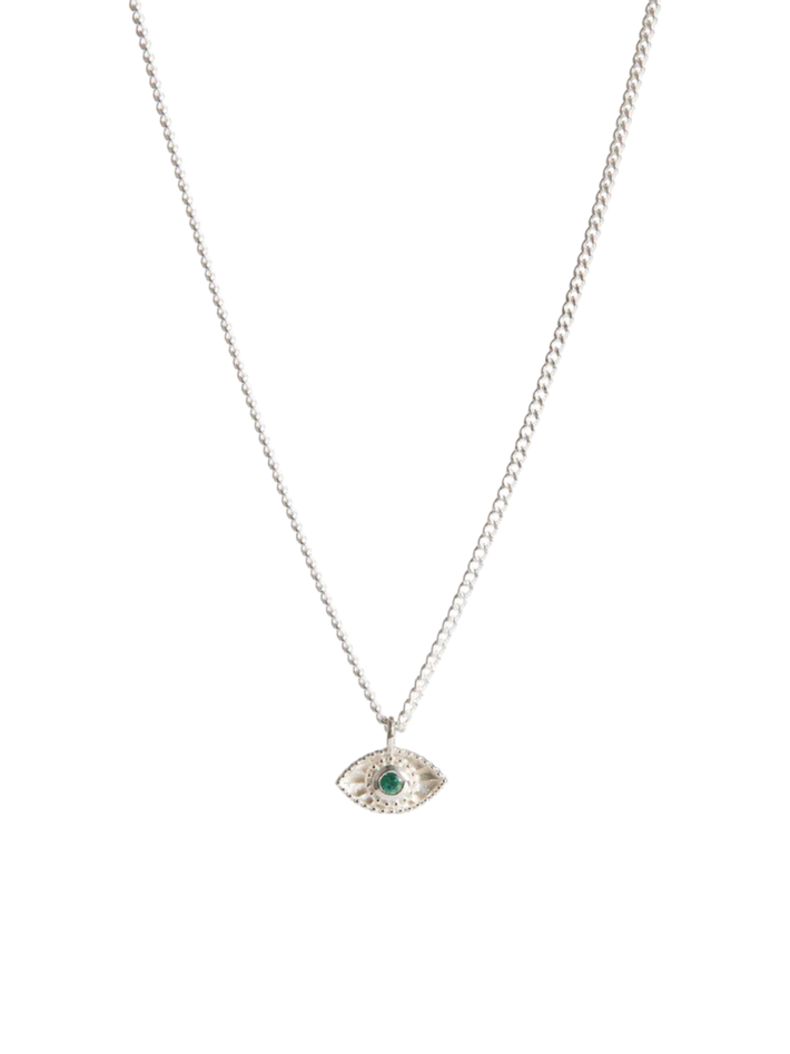 Mini rays of light necklace emerald silver