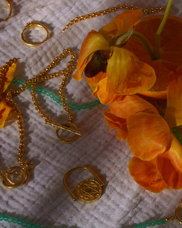 Ouroboros Chain Necklace In Gold Vermeil