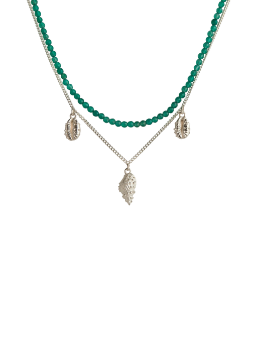 Thalassa green onyx layered necklace silver photo