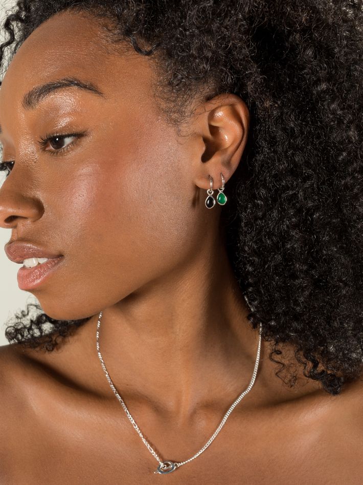 Apollo green onyx silver mini hoop earrings