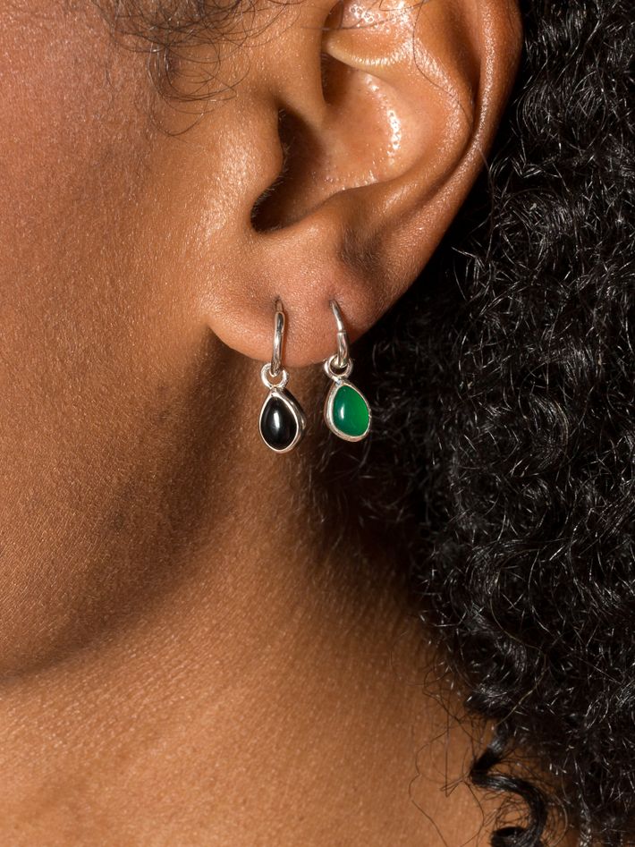 Apollo green onyx silver mini hoop earrings