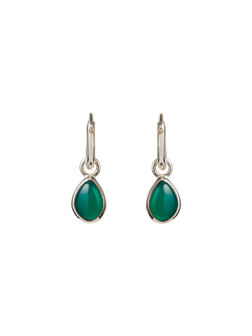 Apollo green onyx silver mini hoop earrings photo
