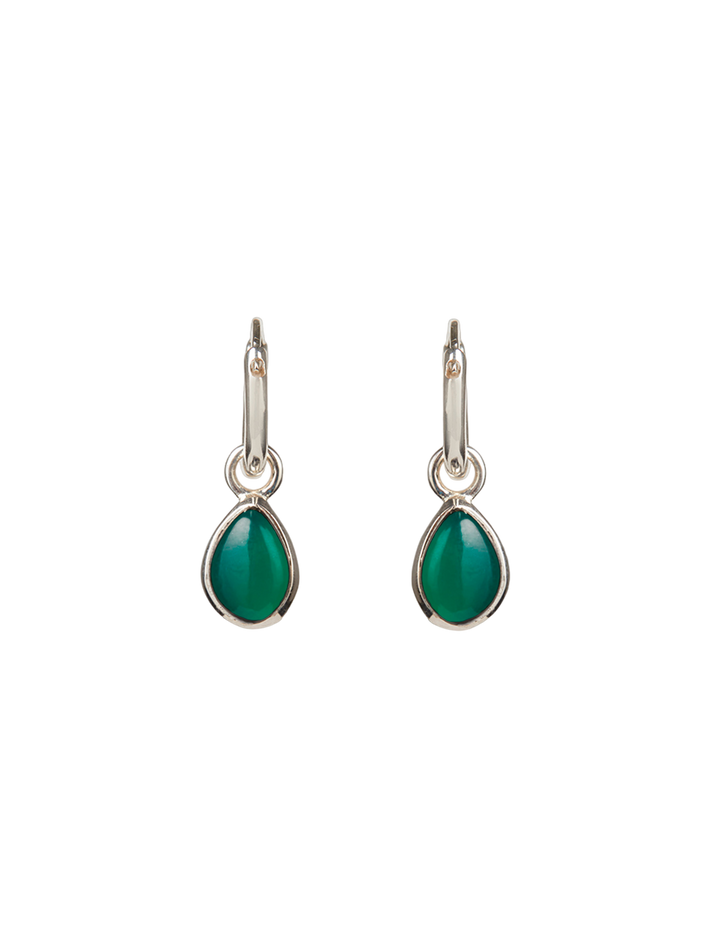 Apollo green onyx silver mini hoop earrings