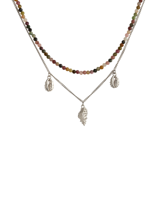 Thalassa tourmaline layered necklace silver photo