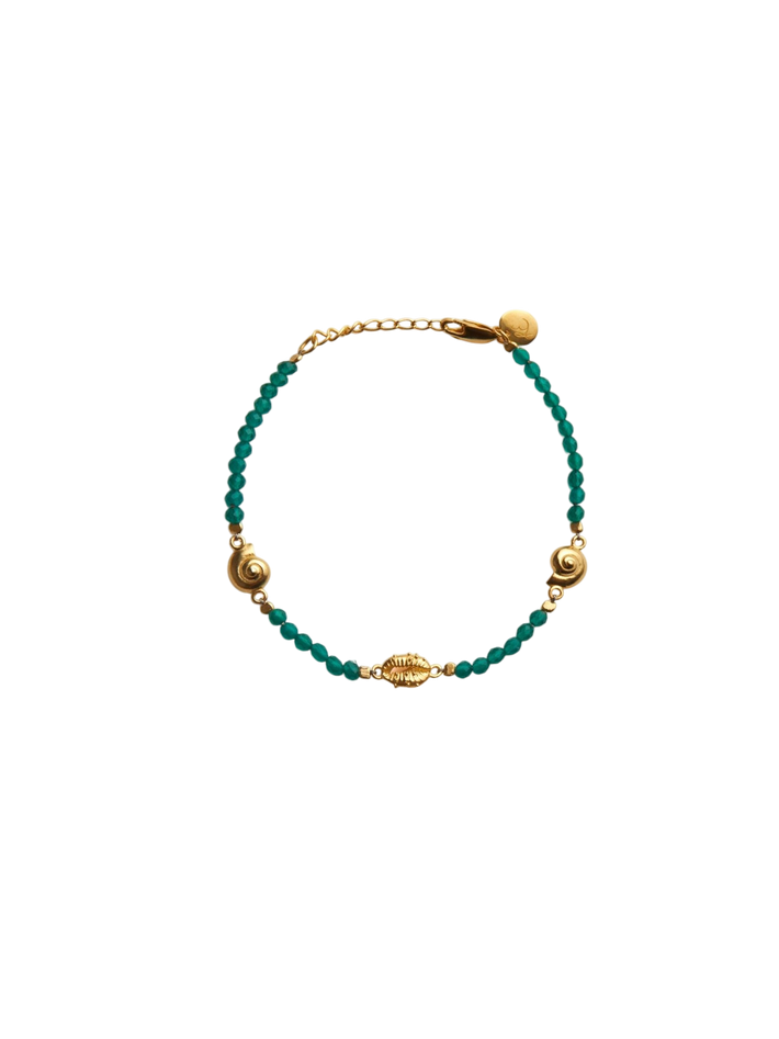 Inanna spiral green onyx bracelet gold