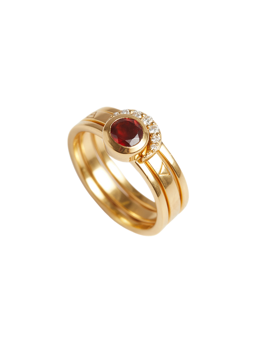 Eclipse Fine Stack Garnet Solid Gold Ring Set photo