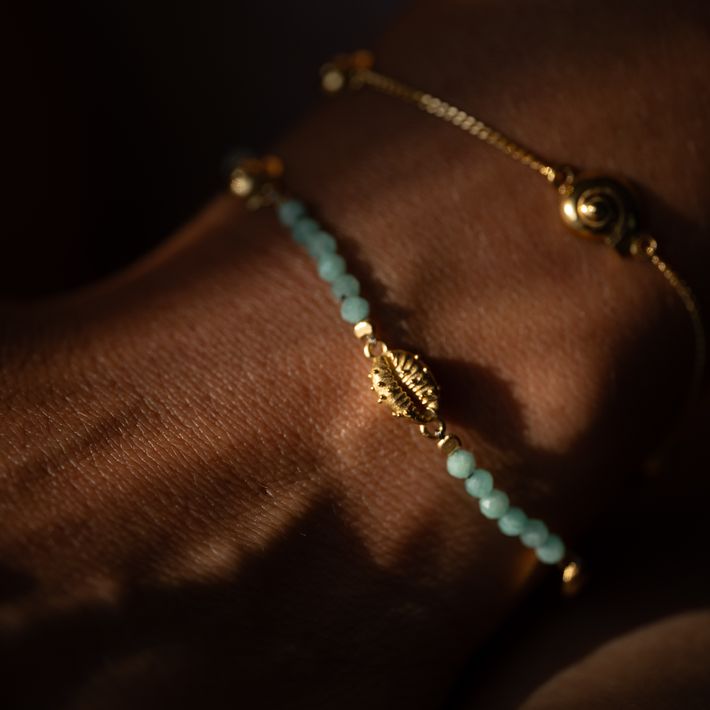 Inanna spiral amazonite bracelet gold