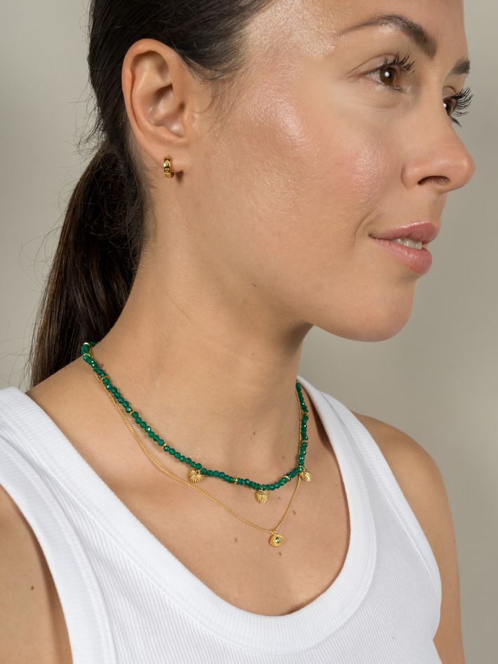 Mini rays of light necklace emerald gold